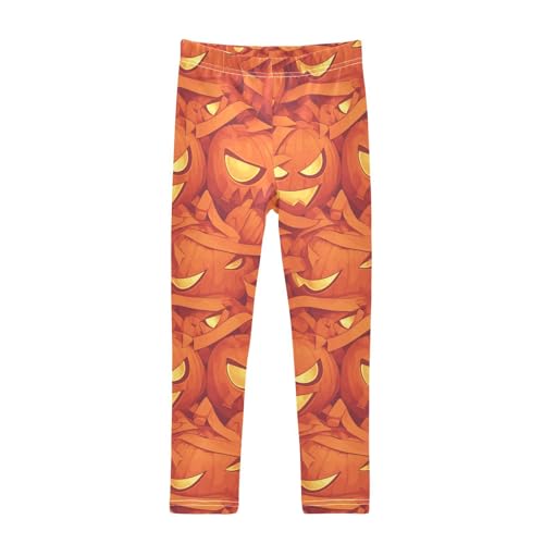 KLL Halloween Scary Pumpkin Girls Active Leggings Stretch Full Length Yoga Pants Sports