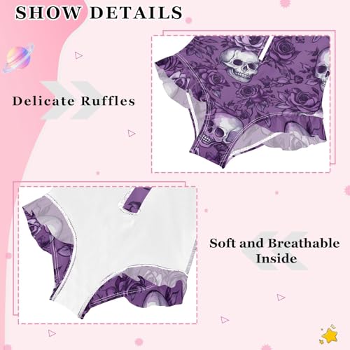 Girls One Piece Swimsuits Long Sleeve Swimsuit Zipper Bathing Suits Purple Rose Skull Skeleton4