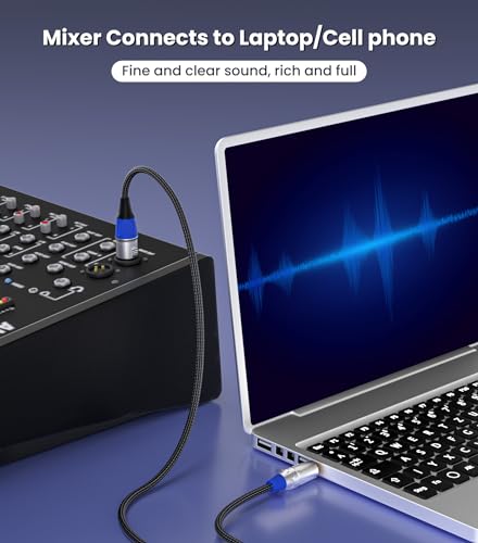 Tisino XLR to 3.5mm Mini Jack Microphone Cable, Nylon Braid Unbalanced XLR Female to 1/8" Mic Lead for Camcorders, DSLR Cameras, Computer Recording Device and More - 3m