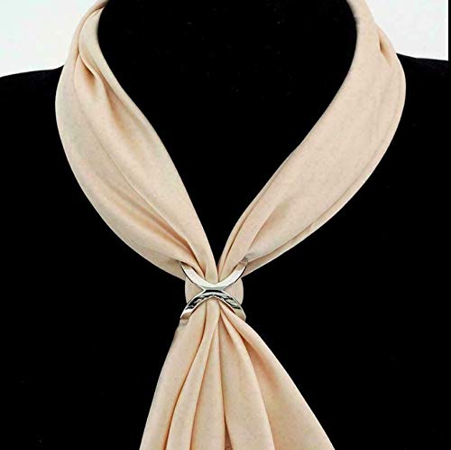 2-Pack: Gold Tone + Silver Tone Metal X Herme Style Minimalist Contemporary Scarf Ring Clip4