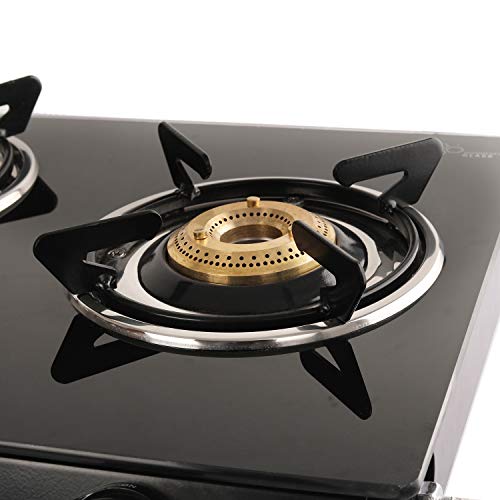 Compare Cello Prima Gas Stove 3 Burner Glass Top, Black, ISI Certified