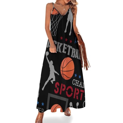 Robe longue basket-ball pour femme sans manches coupe maxi décontractée d'été
