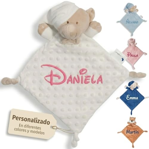 mibebestore DouDou Bebe Personalizado con Nombre Regalo Recien Nacido Niña/o Original Muñeco de Apego para Dormir Bebes Lavable + Dou Dou Hipoalergenico con Mantita