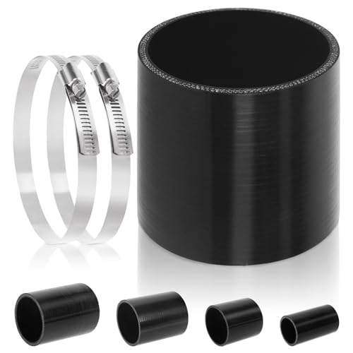 Glarks 4inch (102mm) ID Straight Coupler Silicone Hose 4inch(100mm) Length 4-Ply Reinforced High Performance with 2Pcs 105-127MM tainless Steel T-Bolt Clamp for Turbo, Intercooler and Intake