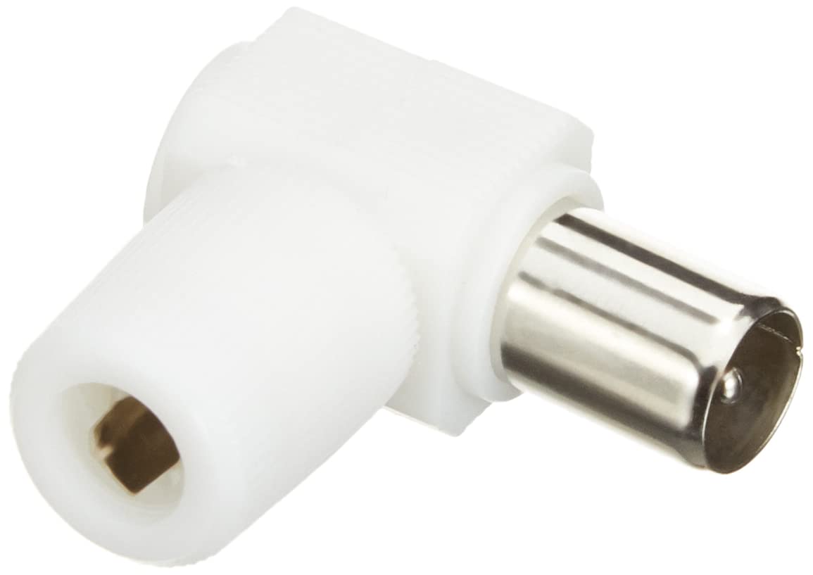 Metronic 438106 - Conector TV de 9.52 mm acodado, Color Blanco