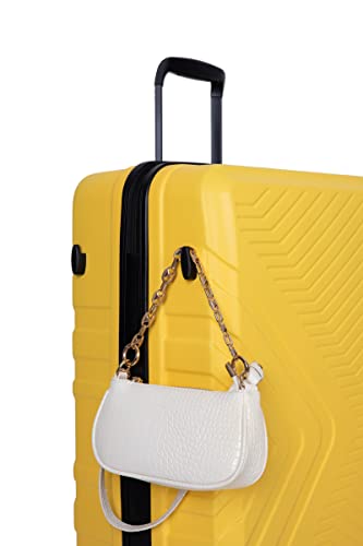 3-Piece Set Luggage ABS Light Durable Hardshell Suitcase with 2 Hooks, Spinner Wheels, TSA Lock, (20", 24", & 28") (Yellow)2