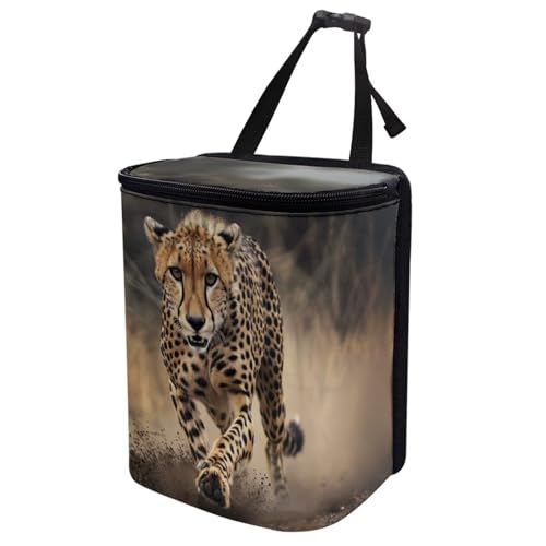 Image of DISNIMO Cool Cheetah Car Trash Can Easy-to-Install Car Accessory Interior, Leak-Proof Car Garbage Can Bin Organizer Storage Bag for the Back Seat of Any Cars, Sedans, SUVs & Trucks