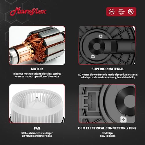 Image of Marsflex Front Blower Motor for 2003-2014 Honda Ridgeline Accord Acura TSX | Fit for 700003 Submodel: RT RTL RTS RTX SE DX EX EX-L, 2004 2005 2006 2007 2008 Automotive Replacement Blower Motor Fan 75735