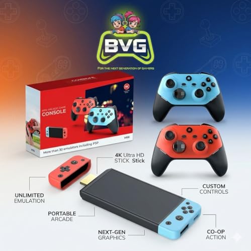 Image of M66 Retro GameStick with 4K HD Output | 30,000+ Built-in Classic & Modern Games | Plug & Play TV Gaming