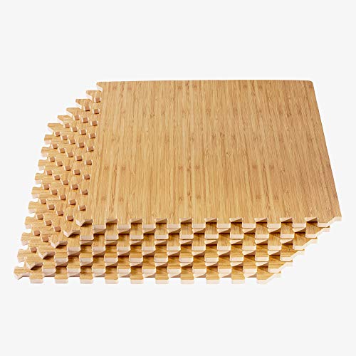 Forest Floor 3/8 Inch Thick Printed Foam Tiles, Premium Wood Grain Interlocking...