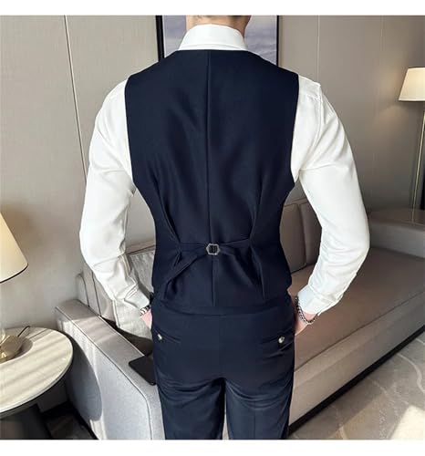 Mnjyihy Men Dress Suit Vests Casual V Neck Slim Fit Double Breasted Formal Business Tuxedo Wedding Waistcoat4