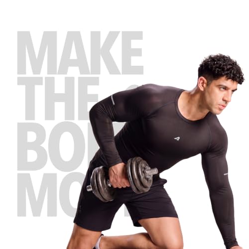 Image of Boldfit Gym Compression T-Shirt for Men Full Sleeve Skin Tight Training Top Gym Base Layer Breathable Dry Fit Workout Tees Men, Black