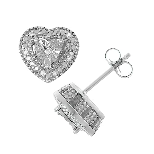 925 Sterling Silver Diamond Stud Earrings - Solitaire Look, Heart/Round/Square Shape Stud Earrings for Women3