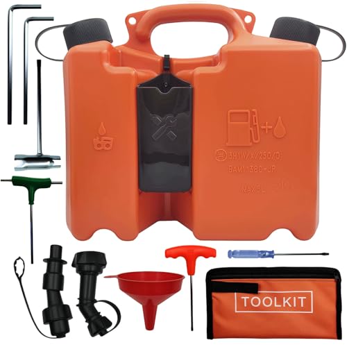 DZDY 00008810113 Fuel Container with 2 nozzles Smart Control Spout Drum Special Combination Oil Pot for Chainsaws Fuel Can 5 L + 3L Oil with 11298903401 Tool Kit Suitable for Shtil Chainsaw