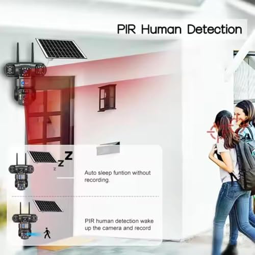 Image of Maizic Smarthome Batman Solar 4G SIM CCTV Camera 5MP*3 (Triple Lens) Outdoor Security Camera | 3 Screen View, Color Night Vision, Two-Way Audio, AI Human Motion Detection (Black, Batman Solar 4g)