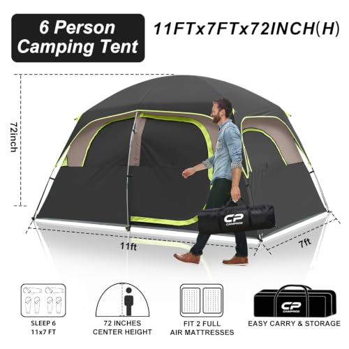 Image of CAMPROS CP Upgraded 6 /8 Person Camping Tents, Waterproof Windproof Family Tent with Larger Mesh Windows & Door, Double Layer, Easy Set Up, All-Season Dome Tent with Top Rainfly & Carry Bag
