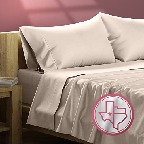 TEXAS LINEN CO. Egyptian Cotton Queen Sheet Set, 800 Thread Count 4 PC Taupe Egyptian Cotton Sheets for Queen Size Bed, Extra Long Staple Cooling Sheets, Luxury Hotel Sheet, Deep Pocket