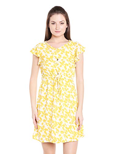 Image of 109 F Women Polyester Yellow Printed Dress