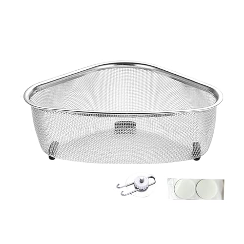 Escurridor de platos en colador de malla 3 | Organiza esponjas para recoger restos de alimentos | Lavavajillas | Escurridor de platos grande para escurrir y enjuagar al vapor (plateado, 22 cm)