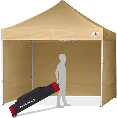 ABCCANOPY Pop Up Gazebo With Side Panels and Door Wall Commercial Shelters Instant Shade And Block Rain, Bonus Upgraded Roller Bag, 4 Weight Bags, Stakes and Ropes (3x6M,Black)