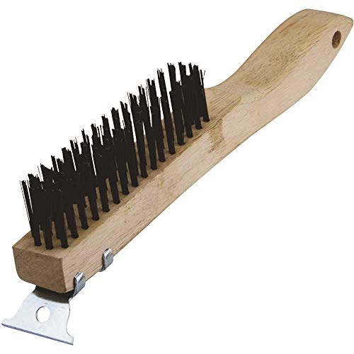 Image of Warner 10 inch 4x16 Row, Wood Handle Wire Brush w /Scraper, 11083