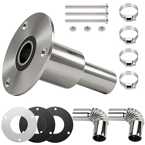 Diesel Heater Exhaust Through Wall - Bryxium 24mm Stainless Steel Thru Hull Fitting Pipe and 2 Elbow Connector Tube with 4 Clamps Diesel Heaters Vent Port Accessories for Car Boat RV