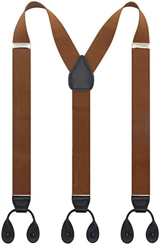 Y Back Button 1.4" Suspenders for Men with Stylish Leather Button Ends Durable Long Lasting Stretch Ultimate Fashion