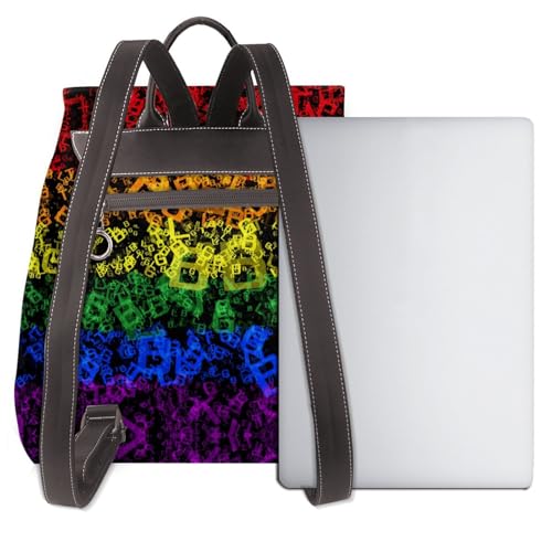 Rainbow Lgbtq Pride art Microfiber PU Leather Backpack Lightweight Daypack Bag for Travel Business Commute Gym3