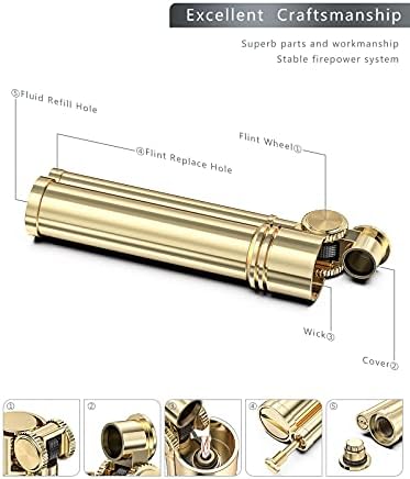HORRAu Trench Petrol Vintage Lighter Personalised, Cool Lighter for Men, Gold (without Kerosene)