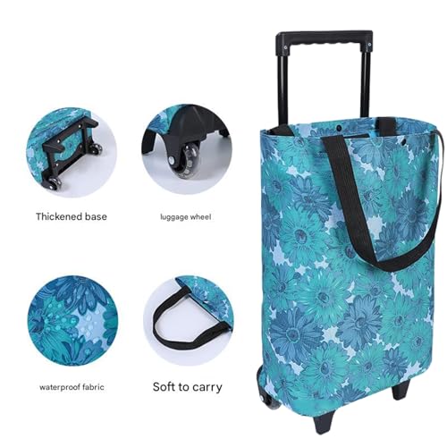 Chariot de supermarché pliable portable avec poignée extensible ergonomique - 5