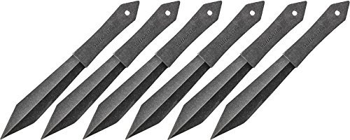 Schrade SCTK6CP 8in 6 Piece Full Tang Stainless Steel Throwing Knives with Stonewashed Construction and Sheath for Outdoor Survival, Camping and Sport