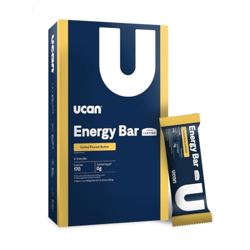 Image of UCAN Energy Bars | Low Sugar, Low Calories | Gut Friendly, Caffeine-Free, Vegan, Non-GMO, No Soy, Keto Friendly | Running, Cycling, Fitness, Pre & Post Workout | Salted Peanut Butter 12 Count