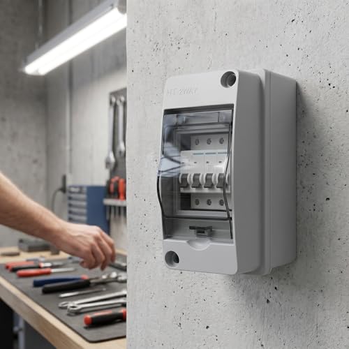 Caja de distribución eléctrica de doble circuito con montaje en riel 5