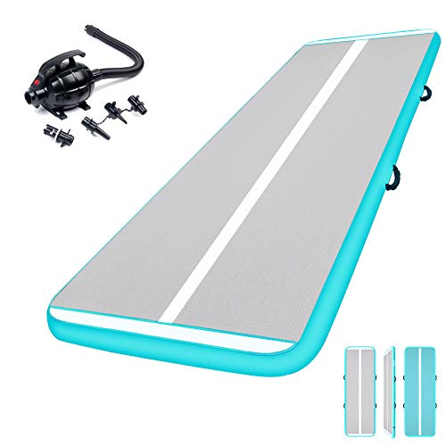 3M Esterilla Hinchable Air Floor Track para Gimnasia con Bomba de Aire Eléctrica. Pista de Aire Inflable Tumbling Alfombrillas-Colchonetas Volteretas para de Aterrizaje, de Ejercicio, de Entrenamiento