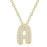 VIROMY Gold Zircon Initial Necklaces for Women 14K Gold Plated Cute A Letter Pendant Necklaces for Women Personalised Chain Birthday Valentine's Day Gifts Jewellery for Her