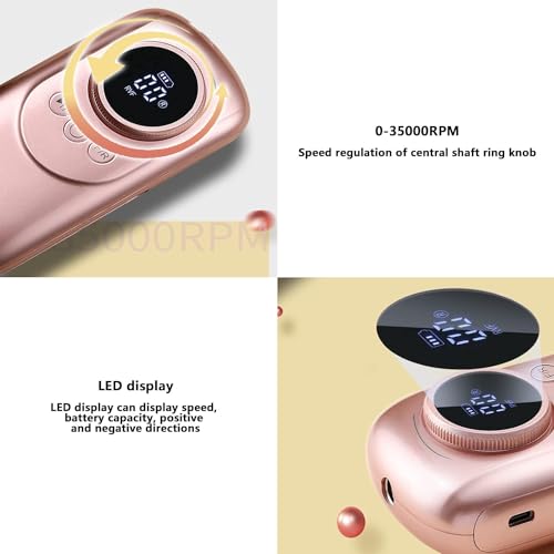 Electric Nail Drill, Clefairy Professional Electric Nail Files 35000RPM Portable Rechargeable Powerful Nail Machine Manicure Drill Set with 6 Sanding Bits for Salon & Home - Image 3