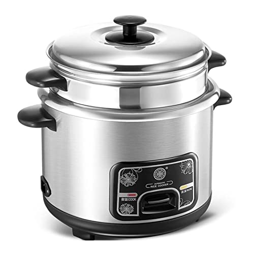 Cuiseur à riz inox, Cuiseur de riz avec Cuiseur Vapeur inox, Fonctions de cuisson/réchauffement pour riz gluant, Cuiseur à légumes EU 220-240V (4L)