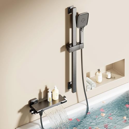 Robinet mitigeur de bain cascade grise pour salle de bains familiale
