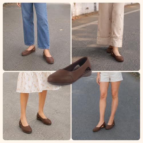 Image of FAUSTO Women Stylish Backless Casual Ballets | Low Heel Cut-Out Slip-On Ballerinas | Comfortable Walking Flats Sandals | Memory Cusion Insole