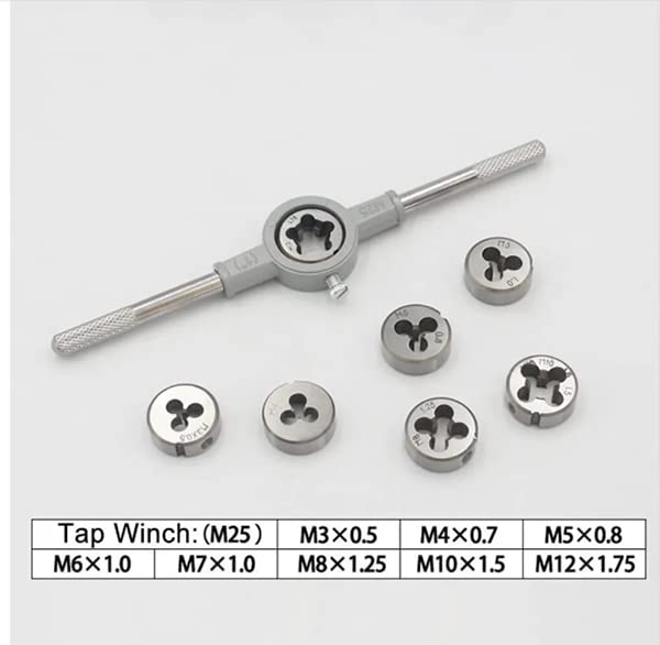 YADAV 8pcs Metric Adjustable Tap Die Wrench Set M3-M12 Screw Thread Taper Hand Tool 1