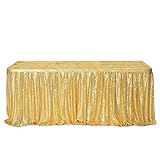 KOHYUM Spakly Drapierter 6 Fuß breiter x 30 Zoll Tropfengold-Tischrock for Geburtstagsfeier, Babyparty, Desserttisch, Hochzeitstorte, Ausstellungsempfang (Color : 1pcs)