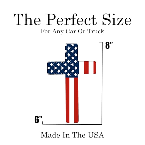 Image of Large Flag Cross US United States of America USA Car Truck Window Decal Sticker Patriotic Auto Bumper Vinyl for Car Truck Patriotic Religious (8 Inch)