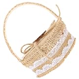 DECHOUS Caja Tejida para Anillos de Boda Lazo de Arpillera, Cesta para Alianzas para Ceremonia y Decoración de Boda en Tonos Naturales