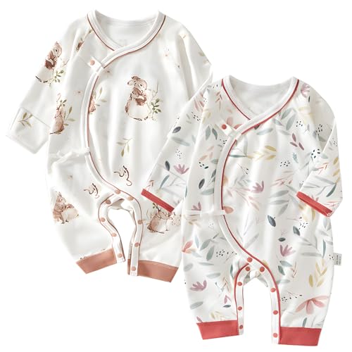 100% Organic Cotton Soft 0-6 Months 2-Piece Unisex Footless Newborn Baby Sleepers Pajamas Romper Boys Girls