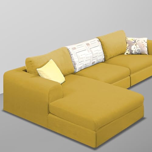 Image of Koza LHS 4 Seater L Shape Sofa Set for Living Room (Yellow Fabric) Premium Fabric Sofa