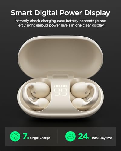 TALIX X7 Bluetooth 6.0 Open-Ear Clip-On Wireless Earbuds w/ Digital Display (Black or White) - image 4