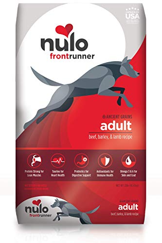 Nulo Frontrunner Dry Dog Food for Adult Dogs - Grain Inclusive Recipe with Beef, Barley, & Lamb - All Natural Pet Foods with High Taurine Levels - Animal Protein for Lean Strong Muscles