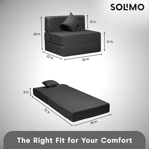 Image of Amazon Brand - Solimo 1 Seater 3 * 6 Jute Fabric Washable Cover Sofa Cum Bed with 1 Cushion 1 Seater Double Foam Fold Out Sofa Cum Bed (Finish Color - Grey Delivery Condition - Pre-Assembled)