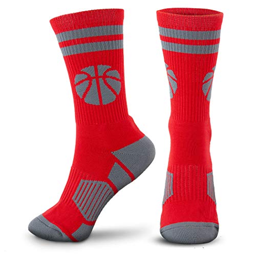 Image of ChalkTalkSPORTS Basketball Socks - Cushioned Mid-Calf Crew - Youth & Adult | Moisture-Wicking Performance Blend, Athletic Basketball Gear, Stay-Up Technology, Arch Support, Breathable, Boys and Men