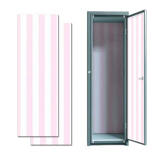 2 Pcs Locker Magnetic Wallpaper Soft Pink Vertical Seamless Stripes 12 x 36 Wall Magnetic Sticker Removable Locker Accessories Decor Easy Install for Office School